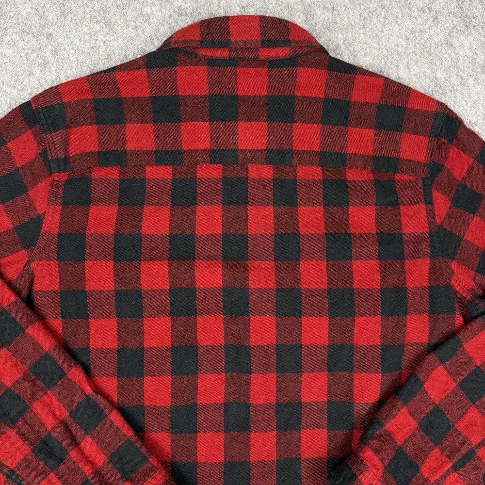 LL BEAN Scotch Plaid Flannel Shirt Women's Large Red Black Buffalo Check Relaxed - Picture 11 of 11